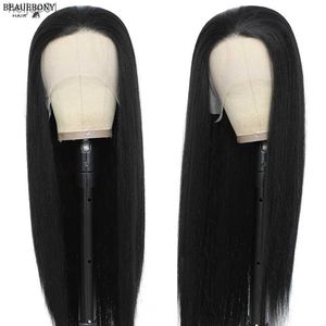 Wig Syntetiska svarta raka peruker PRED PLUCKED med Baby Long Natural Hair Heat Motent spets Front Wigl231024