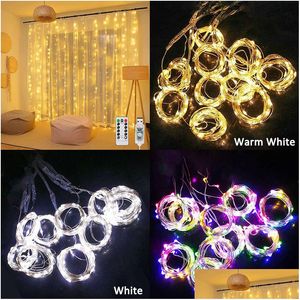 Party Decoration 100 LED Curtain String Light Garland Wedding Decorations Table Bachelorette Birthday Ramadan Festoon Bakgrund DRO DHWFD