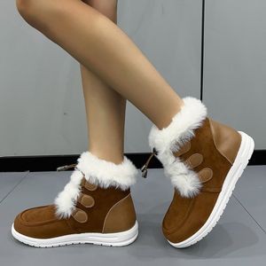 Large size fashion suede snow boots short plush round toe cotton boots brown Beige Warm new casual solid color cotton shoes size 36-41