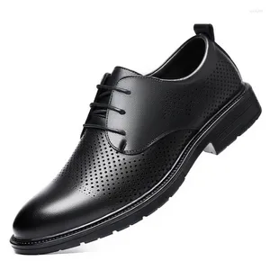Dress Shoes 2023 Ly Men's Split Leather Cutout Style Size 37-46 Soft Summer Man Bussiness