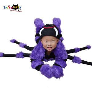 コスプレeraspooky 3-4tリアルな紫色のスパイダーコスプレ幼児ジャンプスーツハロウィーンコスチューム子供のためのロンパーパーティーのファンシードレスコスプレイ