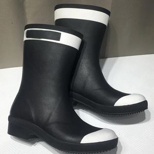 Designer luxury Women Boots winter Fashion ladies shoes Rainboots Black White Mixed Color booties heel womens Boot