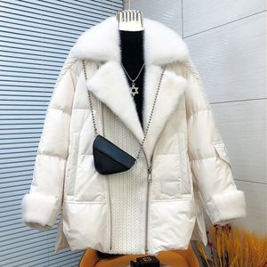Damskie down Parkas 2023 Autumn zima prawdziwy płaszcz futra norki kobiety naturalny biały gęsi kurtka luksusowa odzież wierzchnia 231023