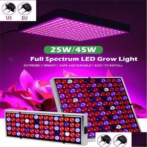 Grow Lights Led Light 25W 45W Fl Spectrum Panel Ac85-265V Lampada per la crescita dell'orticoltura in serra per la fioritura delle piante da interno Grown Drop De Dhhb3