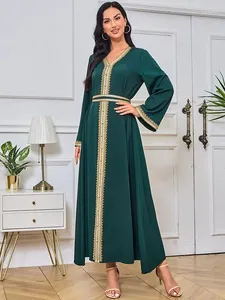 Roupas étnicas Dubai Ramadã Oriente Médio Saudita Arábia Abaya Robe Muçulmano Mulher Feminina de Moda de Miúda de Mãe Simples