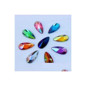 Rhinestones Micui 100Pcs 9X18Mm Crystal Drop Flat Back Acrylic Stones For Jewelry Making Clothes Decorations Zz455 Delivery Dhnpf