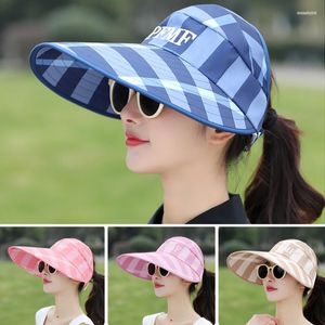 Szerokie brzegowe czapki Summer Sun Hat Regulowane panie Podróż na zewnątrz kemping piesze UV ​​Ochrona płótna czapka plażowa