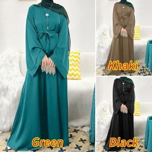 Etnik Giyim Müslüman Abayas Kadınlar İçin Sıradan Düz Renk Abaya Moda Gevşek Çöp Mizaç Gaziye Gidip Zarif Basit Orta Uzunluk Elbise