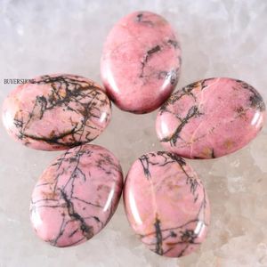 Pärlor 18x25mm15x20mm Cab Cabochon 5st Oval Natural Stone Pärla för att göra halsbandsarmband örhängen rosa rhodonite K568