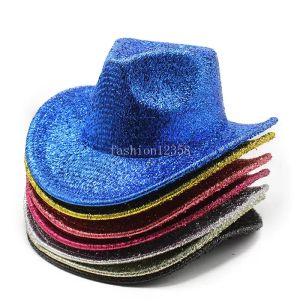 Nowy błyszczący imprezowy taniec hat hat cekins Cowboy Jazz Cap Men's Fedora Hats Women's Fedoras Women Men Caps Christmas Gift