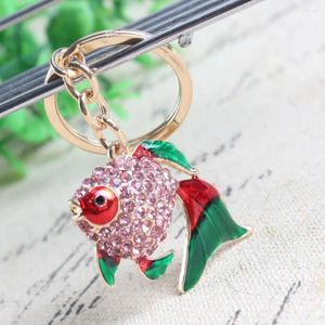 Keychains Lovely Fish Goldfish Crystal Charm Purse Handbag Car Key Keyring Keychain Party Wedding Birthday Present