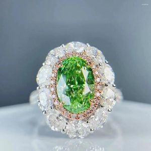 Cluster Rings SGARIT Jewelery 18k Gold 3 Green Mosan Diamond Ring Pendant Double Wear GRA Certificate For Woman