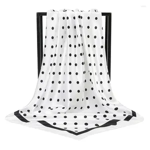 Halsdukar muslimska satin hijab huvudduk bandana 90x90 cm simulerad silkes fyrkantig halsduk sjal huvud halsduk polka dot mode stort