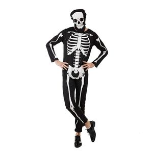 COSPLAY Eraspooky Adult Halloween Disfraz de estampado de calavera para hombres Masilla esquelética de la cara completa