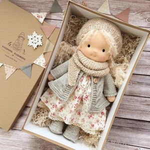 Dolls 30cm Waldorf Doll Girl Plush Handmade Soft Stuffed Figure With Clothes Full Set Baby Comfort Toys Bring a gift box 231023