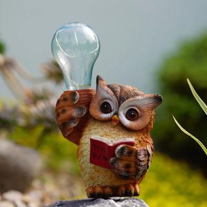 Garden Decorations Vilead Garden Statue Owl Resin Figurine with Solar Lights Animal Sculpture Exterior Decoration Patio Lawn Yard Art Outdoor Decor 231023