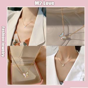 Other Necklace Butterfly Fashion Metal Korean Clavicle Chain Women Sier Accessories Jewelry Necklaces Pendants Otxag