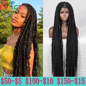 Lace Wigs 40 Inches Braided Synthetic Full Front for Black Women Knotless Box Braded 231024