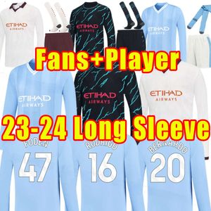 23 24 HAALAND SOCCER JERSEYS MANS CITIES Long Sleeved FINAL ISTANBUL KIT MAHREZ GREALISH DE BRUYNE FODEN Football Shirt Kids J.aarez MANCHESTE NEW YEAR Uniform