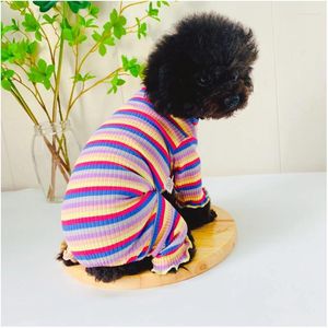 Dog Apparel Pajamas Jumpsuit Cotton Clothes Sleepwear Color Stripes Pet Clothing Pyjama Puppy Costume Small Outfit Pants