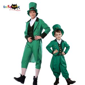 cosplay eraspooky artı yeşil yonca İrlanda St.Patrick Günü Yetişkin Karnaval Kostüm Leprechaun Cosplay Çocuk Aile Fantezi Elbise Hatcosplay