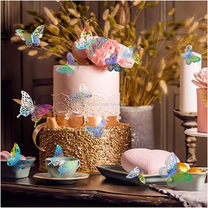 Wall Stickers 3D Butterfly Decor Party Decorations 4 Styles 3 Sizes Birthday Cake Decoration For Home Nursery Classroom Kids Bedroom L Amk3T