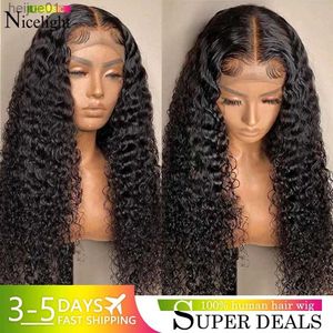 Synthetic Wigs Nicelight Water Wave Transparent 13x6 Lace Frontal Wigs 30 Inch Brazilian Remy Pre Plucked Human Hair Wigs Curly Lace Front WigL231024