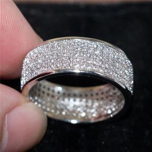 Band Rings Shine Silver and Gold Color Women Ring Round Inlaid White Zircon Ring for Women Men Engagement Wedding Jewelry Gift 231024