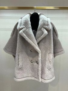 Cappotti corti in pelliccia di alpaca con orsacchiotto MAXX con collo a bavero oversize, mantelle invernali doppiopetto da donna