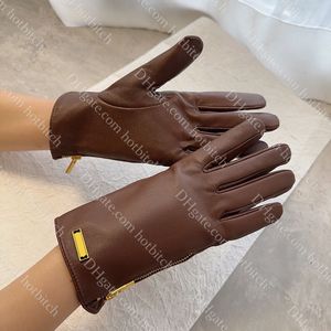 Womens Leather Gloves Designer Motorcycle Gloves Winter Warm Thick Gloves High Quality Women Five Fingers Gloves Christmas Gift