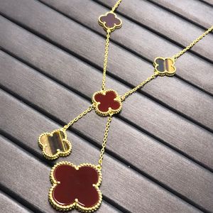 Four Leaf Clover Naszyjnik Kot Eye Naturalny Agat Agat Biżuteria Projektant Wysokiej jakości złoto Plaked 18K Natural Ceststone Produkcja 036