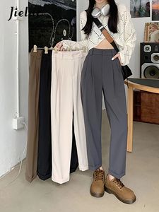 Spodnie damskie capris jielur proste biuro mody noś proste morelowe kobiety wysokie talii żeńskie spodnie jesień swobodny szary koreański 231024