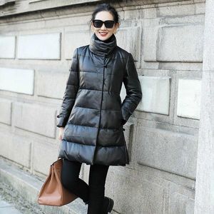 Women's Leather Long Sheepskin Coat Genuine Jacket Women Winter Warm Real Down 2023 Luxury Jaqueta Couro 007 KJ2497