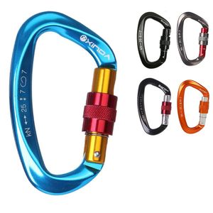 Carabiners XINDA 25KN Mountaineering Caving Rock Climbing Carabiner D Shaped Safety Master Screw Lock Buckle Escalade Equipement 231024