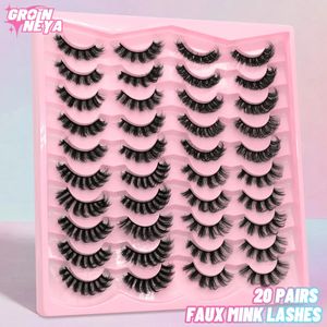 Falska ögonfransar Groinney 20 par ryska strip fransar 3D Mink Natural Dramatic Wholesale Eyelash Extension 231024