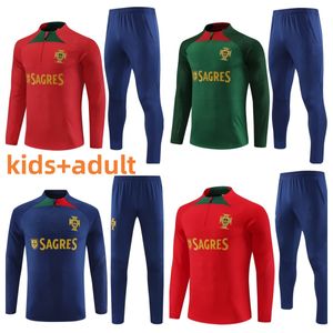 23 24 Portugal kids tracksuit JOAO FELIX soccer jerseys RUBEN NEVES BRUNO RONALDO FERNANDES Portugieser 22/23 Portuguese adult