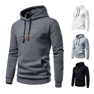 Novo designer masculino casual pulôver jacquard suéter xadrez sólido casual casaco com capuz