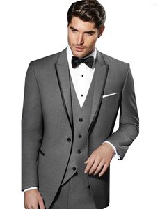 Erkekler Suits Slim Fit 3 Parça Takım Düğün Damat Balo Smokin Ceket Yelek Set