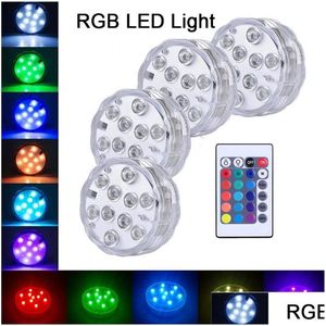 Outra iluminação LED 10 piscando cor mudando luzes submersíveis decorativas tigela de peixe luz vaso base lâmpada floral para casamento Hallow Dhqqi