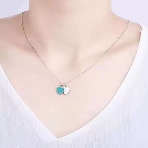 Tiffanylris ecklace clássico estilo extremamente simples romântico amor coração esmalte pingente design feminino clavícula corrente