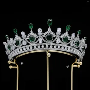 Hair Clips Classic Jewelry Elegant Green Tiaras Handmade Princess Bride Zircon Wedding Crown For Women