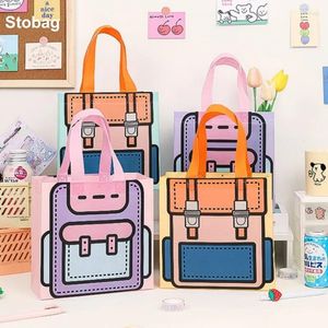 Förvaringspåsar Stobag 20st Cartoon Non-Woven Gift Candy Snack Package Kids Fabric Tote Watertproof Reusable Pouch Party Favors