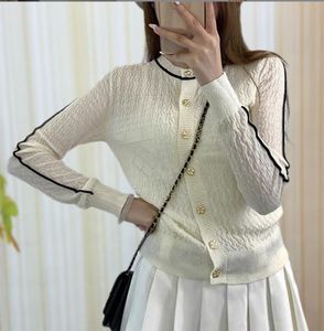 1020 2023 Autumn Brand Same Style Womens Sweater Long Sleeve Crew Neck Black White Cardigan Fashion Striped Clothes xue