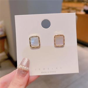 Stud Earrings Elegant Trendy Decorations Exquisite Luxury Gold Colour Square Delicate Shell Earring For Women Vintage Jewelry