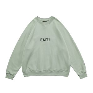 green crewneck sweatshirts fleece pullover women long sleeve crewneck pullover rubberized label Cotton ubberized soft-touch applique 3D Silicon Couples Clothing