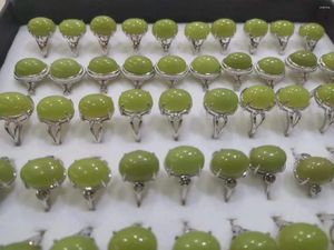 Klusterringar naturliga glödande grön jade ring med 925 sterling silver lysande sten för kvinnor jadeit smycken en bit