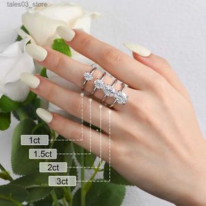 2024 خواتم مشاركة الزفاف للنساء Moissanite Solitaire Ring Sterling Sier 1-3Ct Oval Cut D Color Vvsi Lab Diamond Bands Jewelry Q231024