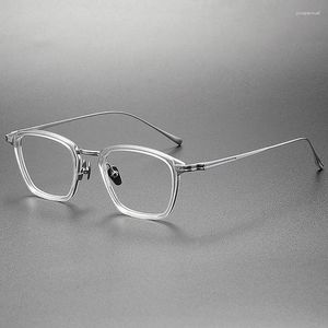 Montature per occhiali da sole Occhiali da vista in acetato di titanio fatti a mano di alta qualità Uomo Donna Occhiali da vista con montatura per occhiali quadrata trasparente di lusso