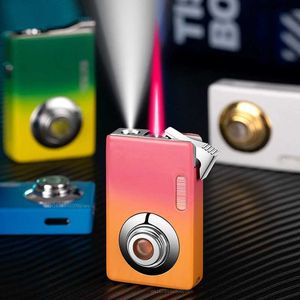 Accendini Nuovo Creative Camera Forma Gradiente Metal Colore gonfiabile più chiaro LED a fiamma rossa più chiara Visibile senza finestra a gas