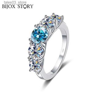 Anéis de casamento BIJOX STORY 18k banhado 3.6CT anéis de moissanite para mulheres 5 pedras espumantes diamante aliança de casamento S925 joias de prata esterlina GRA Q231024